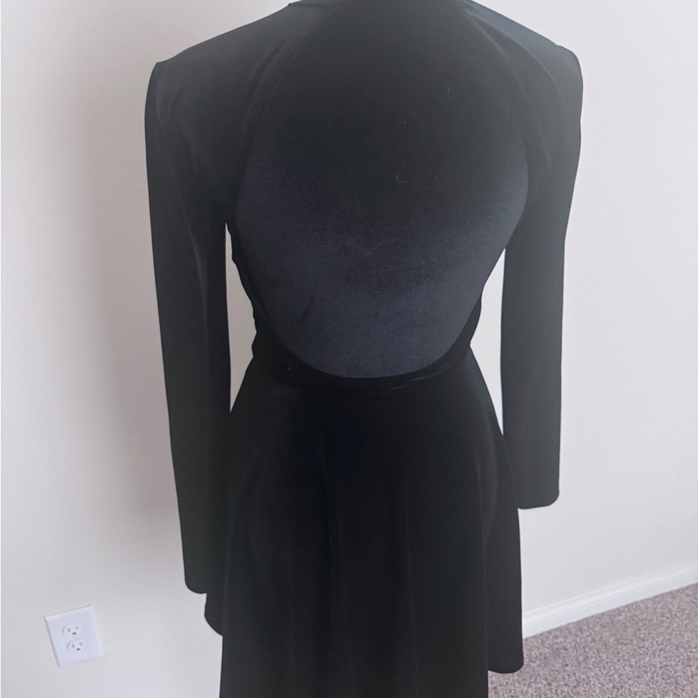 American Apparel Black Skater Dress | Long Sleeve | Thigh High | Size S
